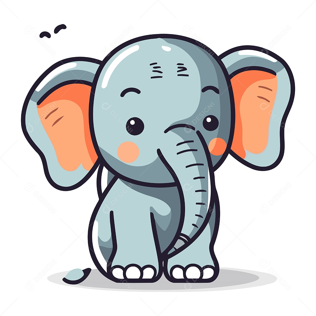 Elefante Fofo de Desenho Animado Ilustração Vetor EPS