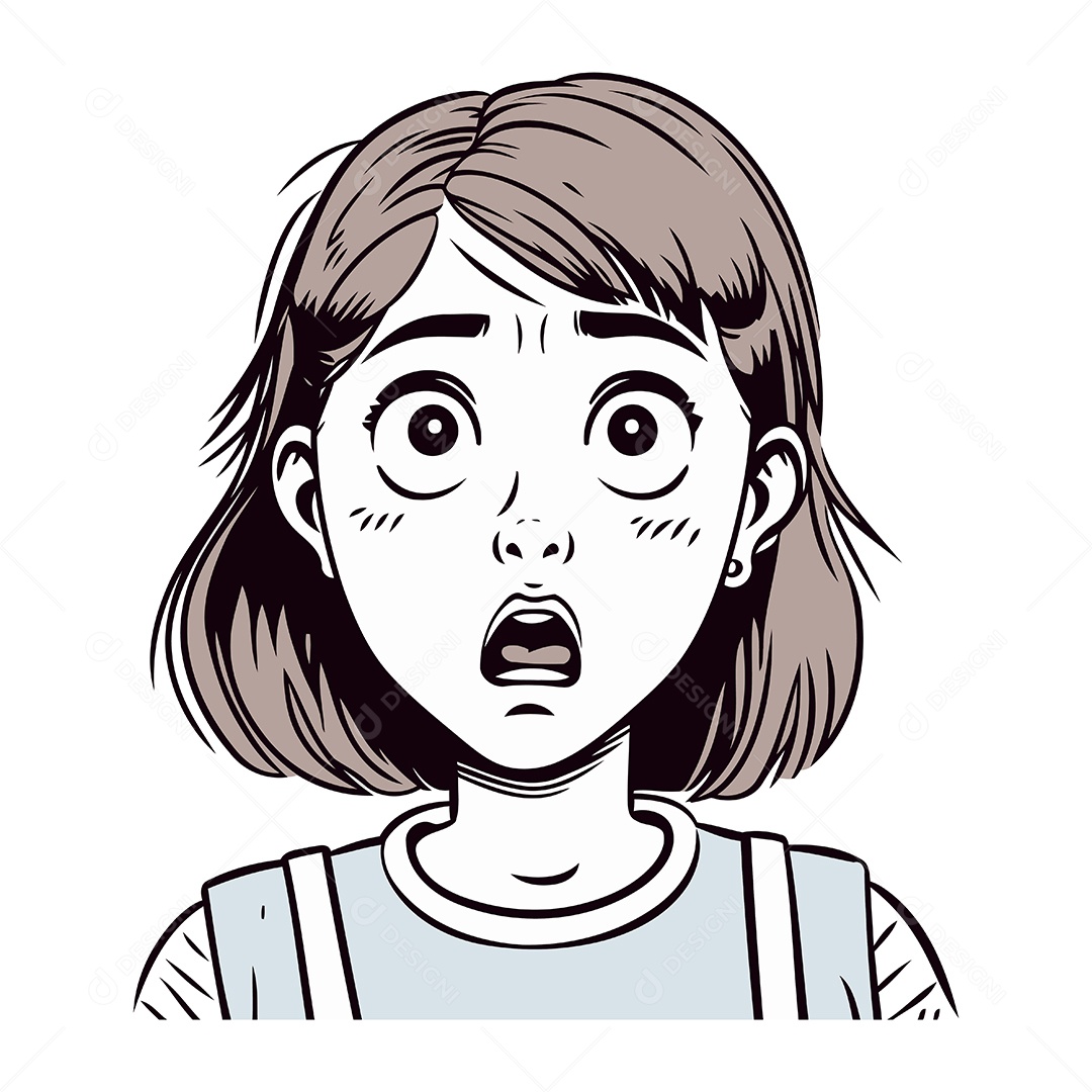 Mulher Surpresa de Desenho Animado Ilustração Vetor EPS