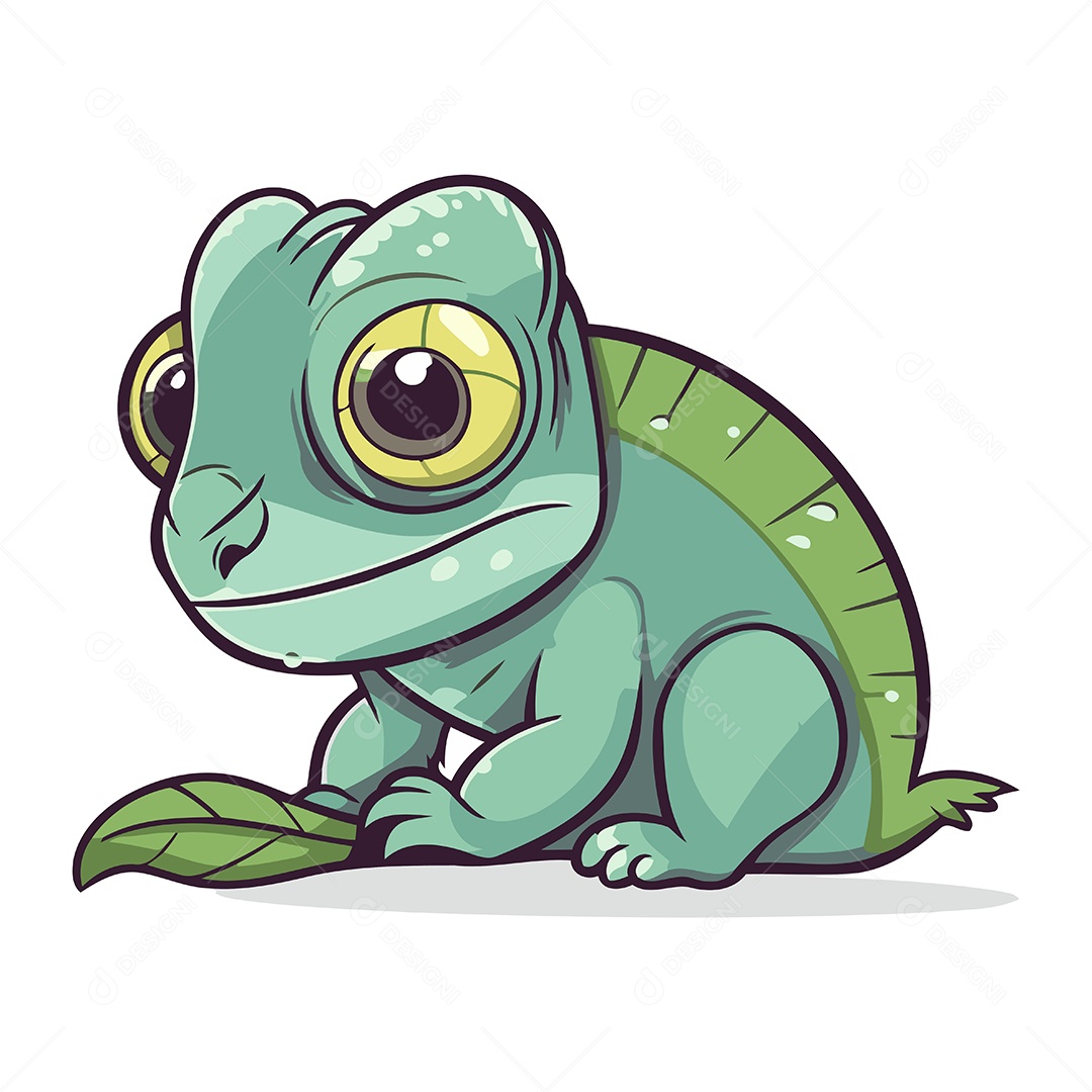 Camaleão de Desenho Animado Ilustração Vetor EPS