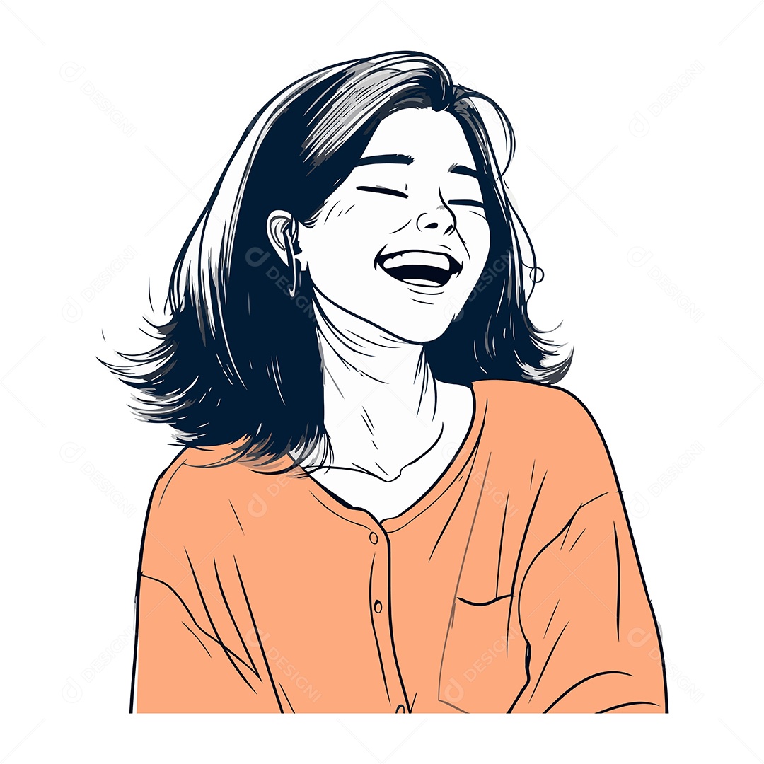 Jovem Mulher Rindo Ilustração Vetor EPS