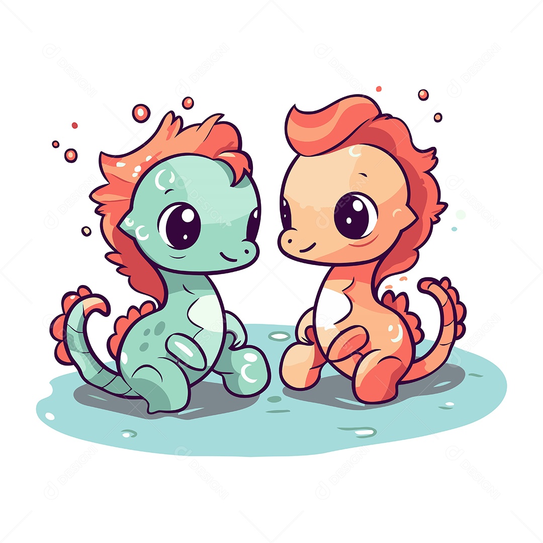 Casal de Cavalos Marinho Ilustração Vetor EPS