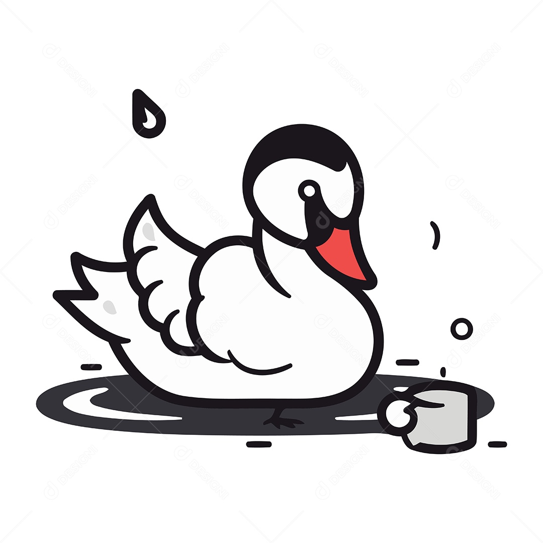 Pato de Desenho Animado Ilustração Vetor EPS