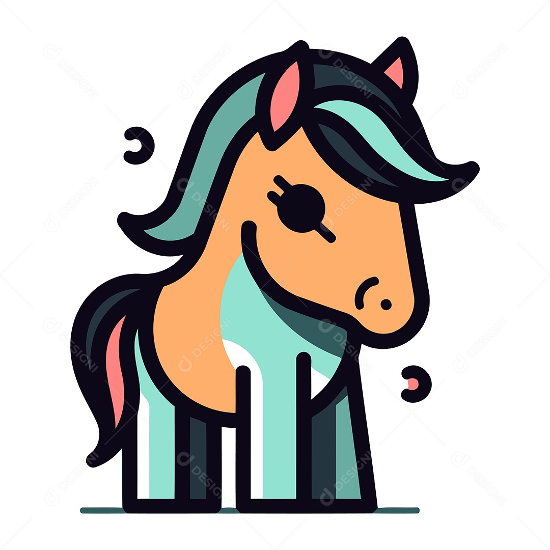 Cavalo Fofo de Desenho Animado Ilustração Vetor EPS