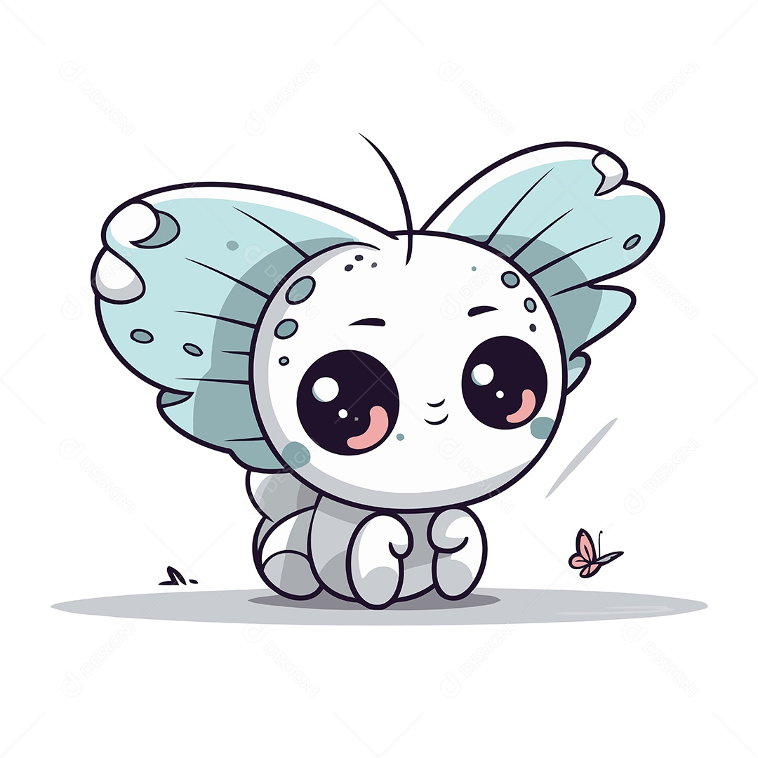 Borboleta Fofa de Desenho Animado Ilustração Vetor EPS