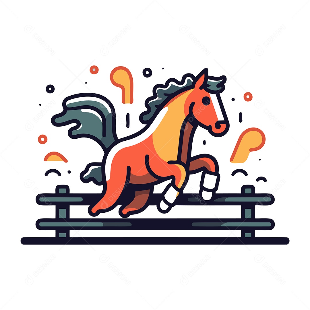 Cavalo Pulando Cerca Ilustração Vetor EPS