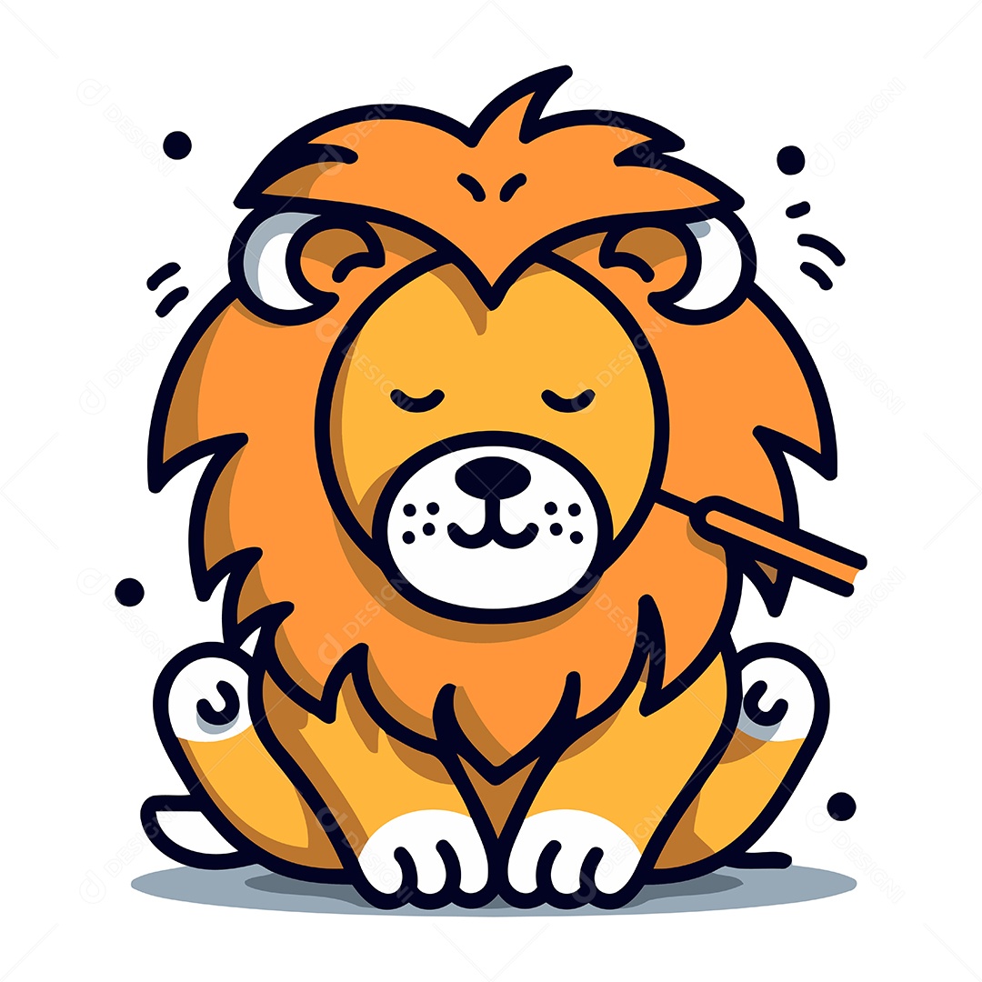 Leão de Desenho Animado Ilustração Vetor EPS