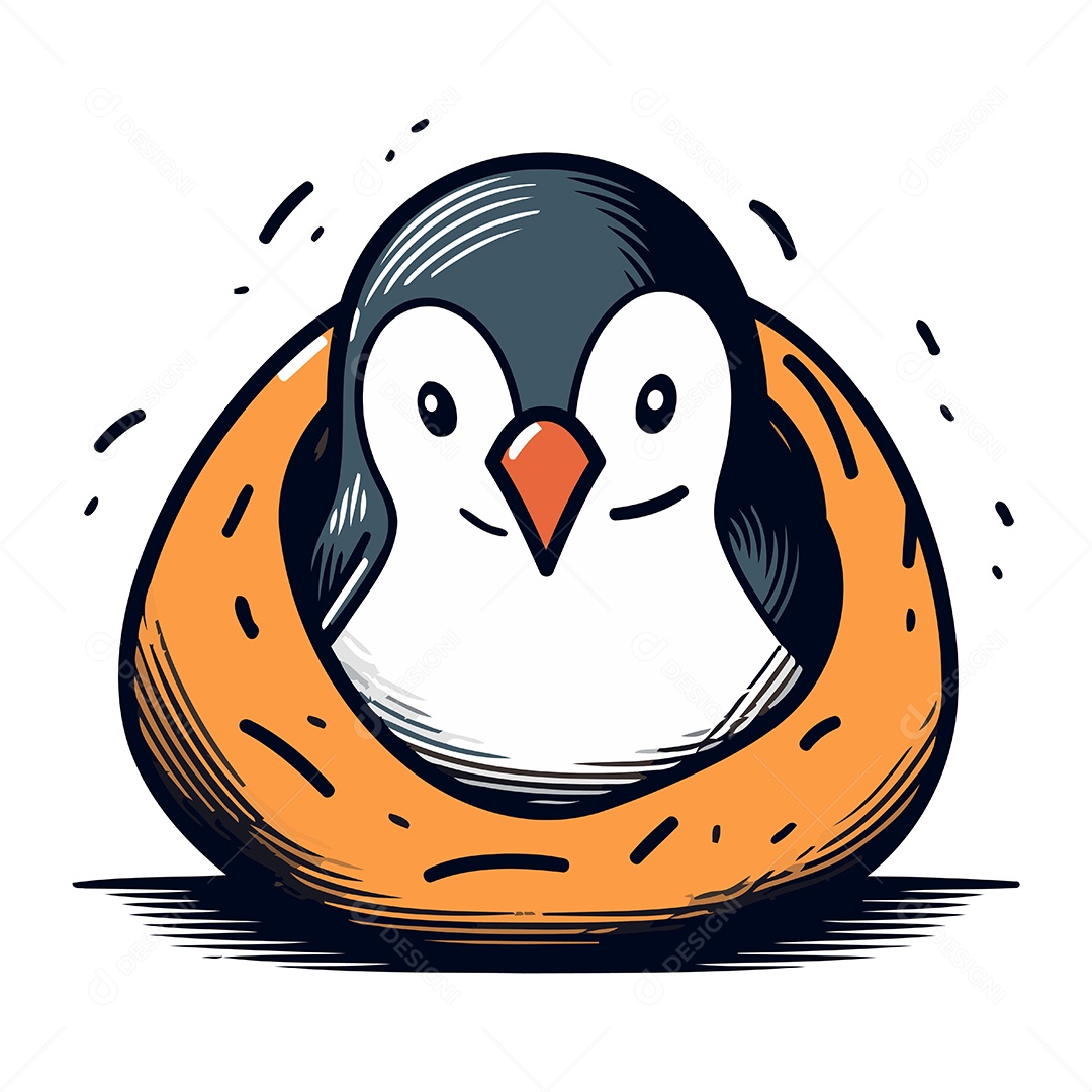 Pinguim em um Ninho Ilustração Vetor EPS