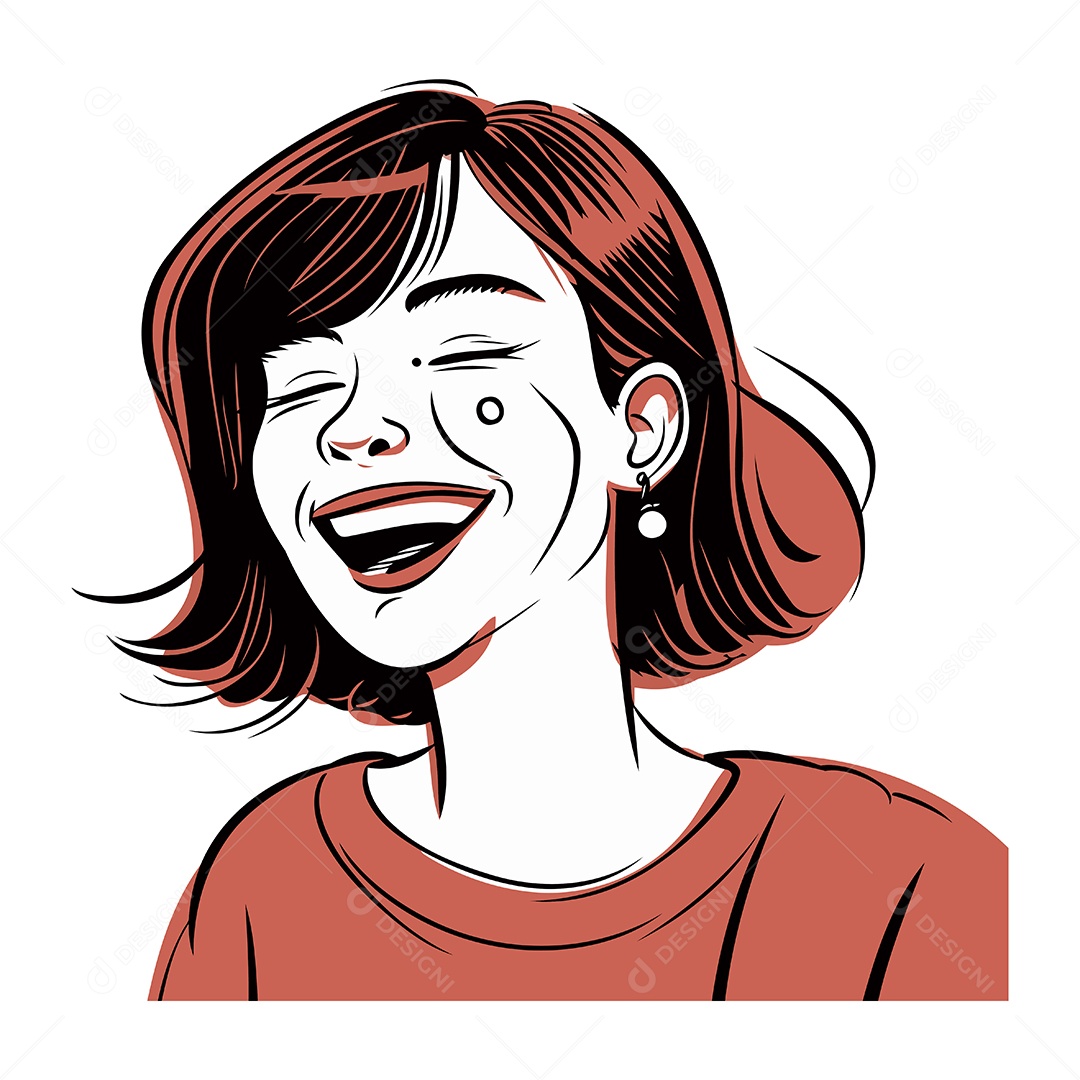 Jovem Feliz Sorrindo e Rindo Ilustração Vetor EPS