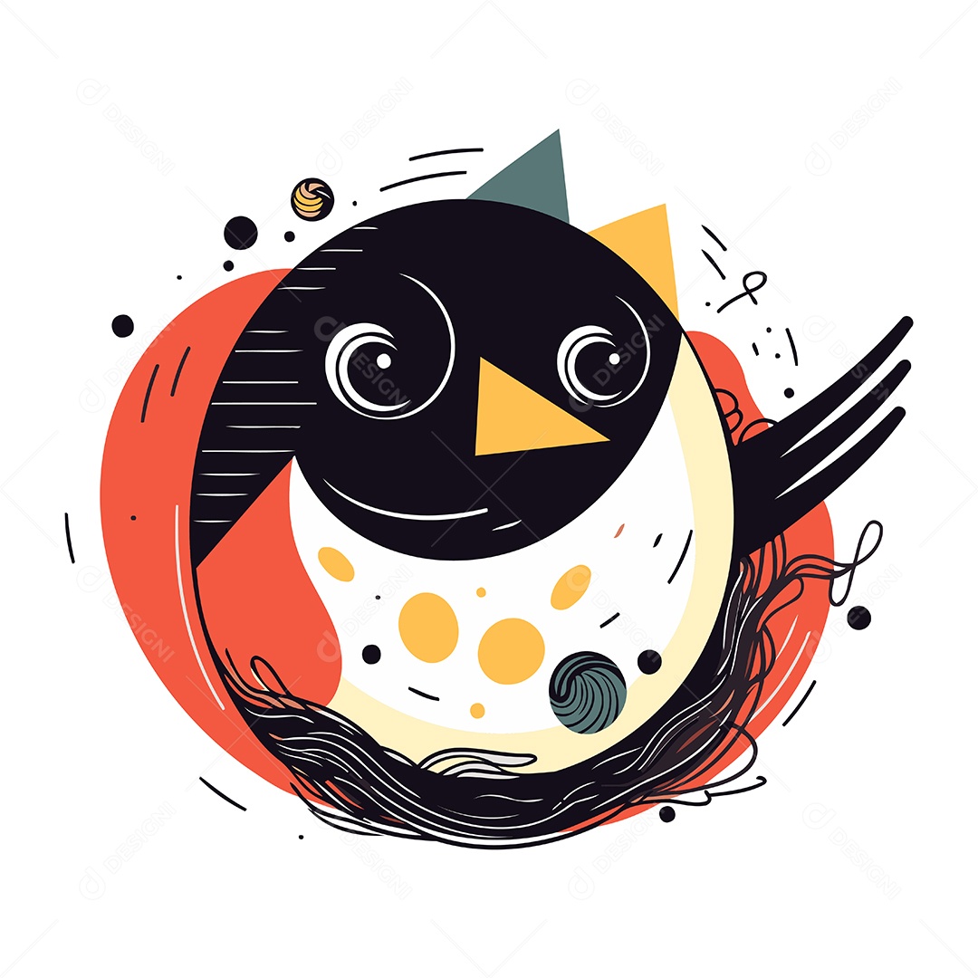 Pássaro em um Ninho Ilustração Vetor EPS