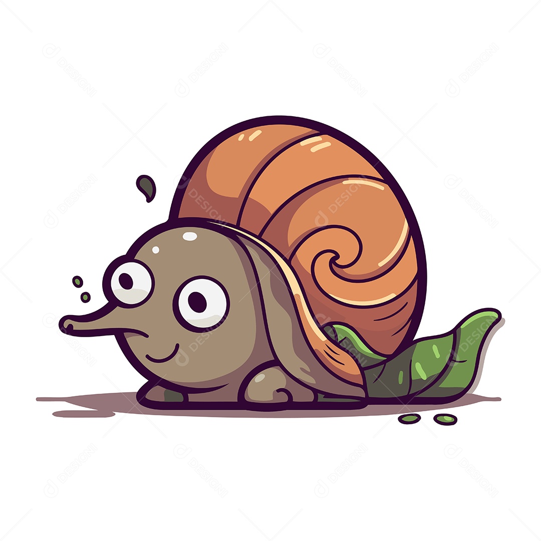 Caracol Fofo de Desenho Animado Ilustração Vetor EPS