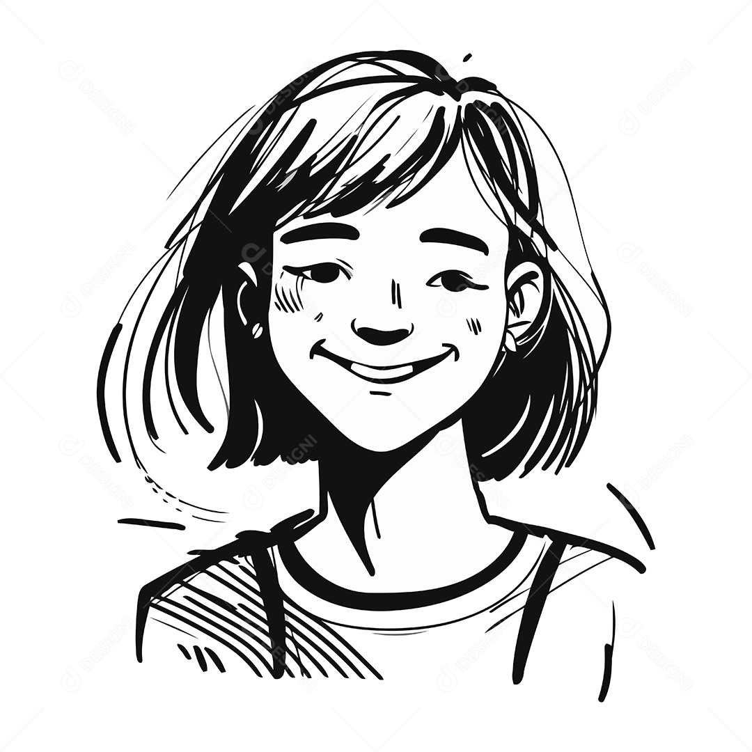 Menina Sorridente de Desenho Animado Ilustração Vetor EPS