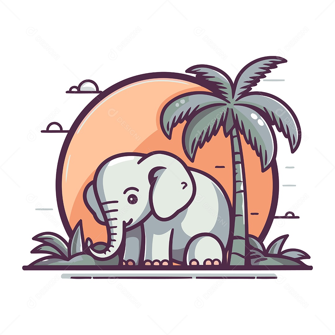 Elefante de Desenho Animado Ilustração Vetor EPS