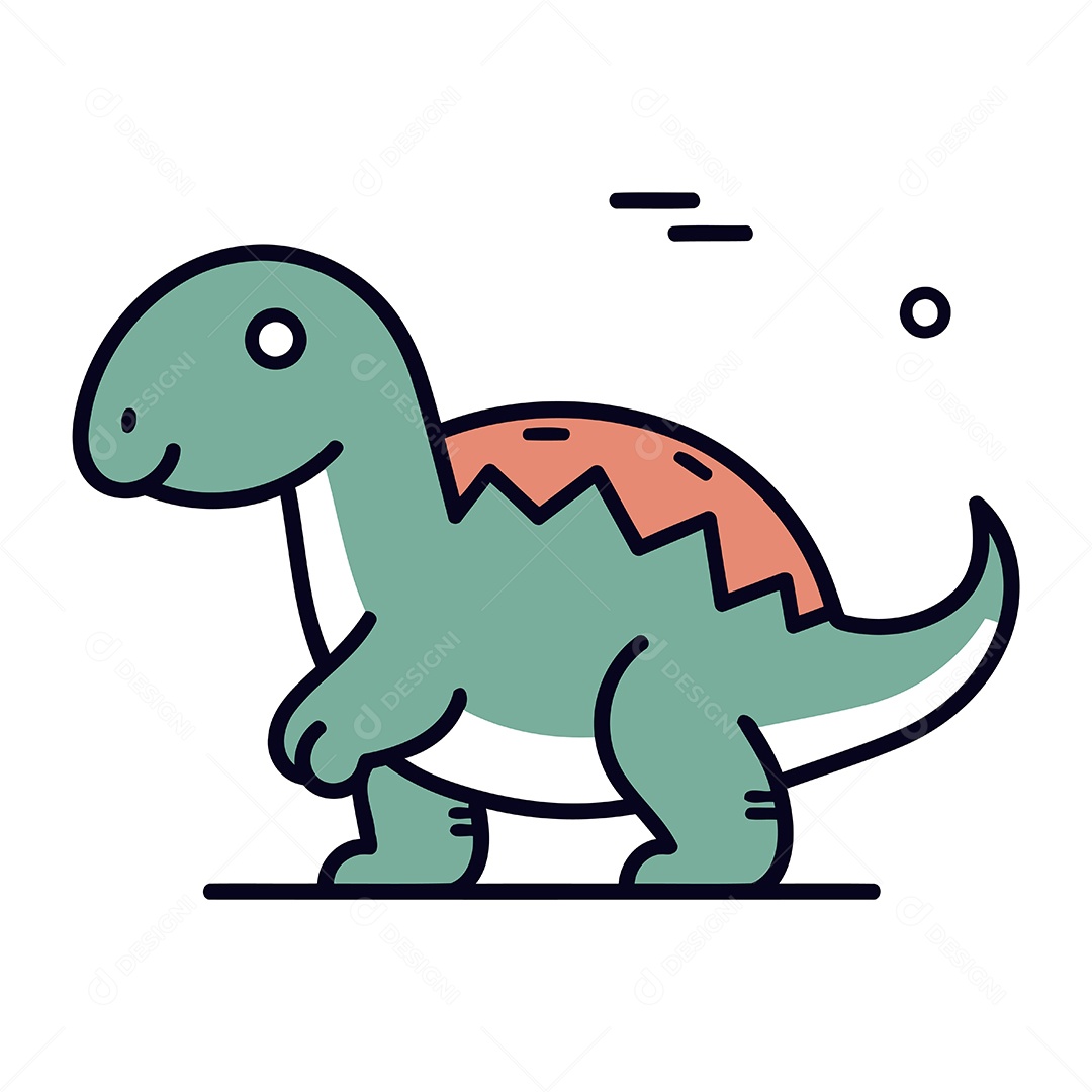 Dinossauro Fofo de Desenho Animado Ilustração Vetor EPS