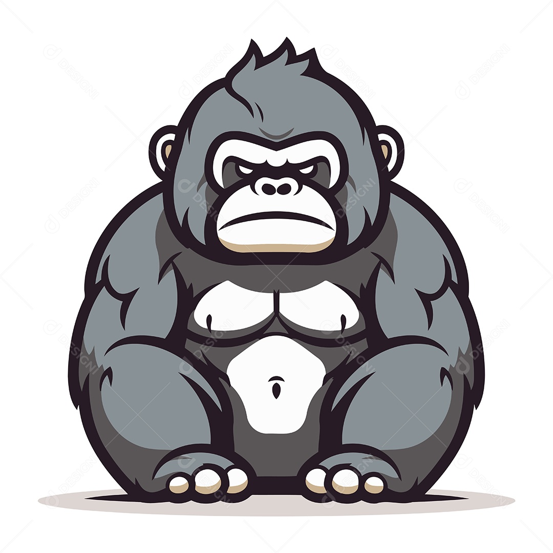 Gorila de Desenho Animado Ilustração Vetor EPS