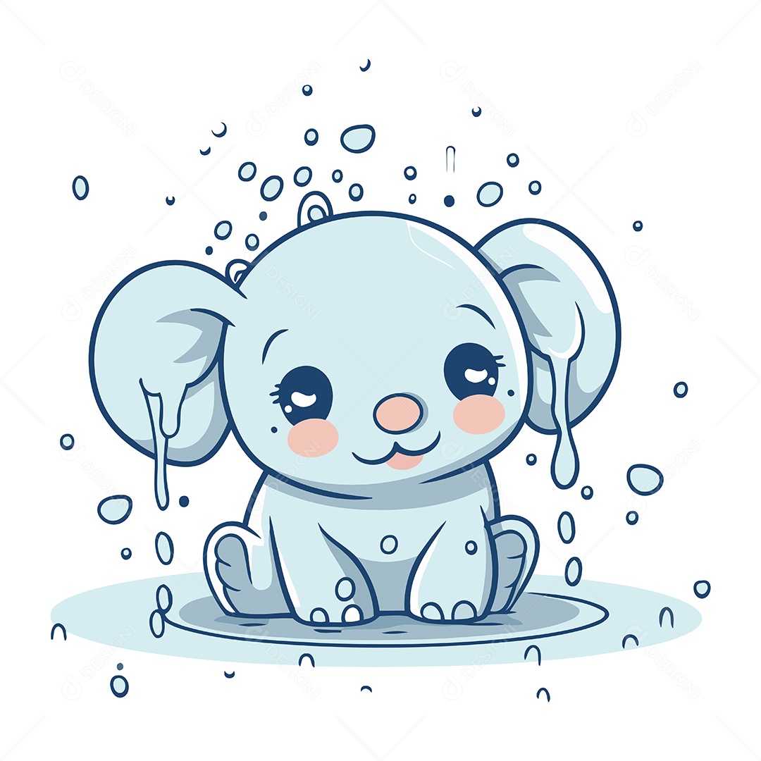 Filhote de Elefante Desenho Animado Ilustração Vetor EPS