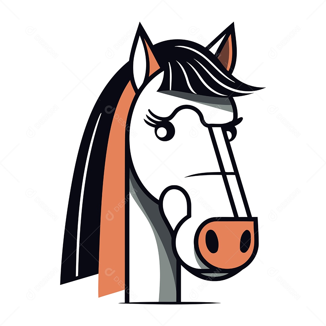 Cabeça de Cavalo Desenho Animado Ilustração Vetor EPS