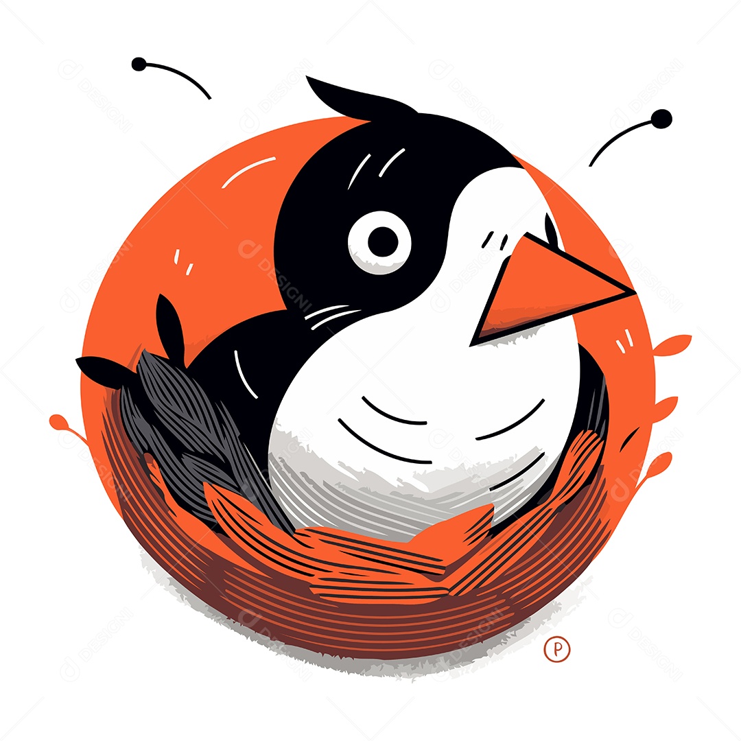 Pinguim em um Ninho Ilustração Vetor EPS