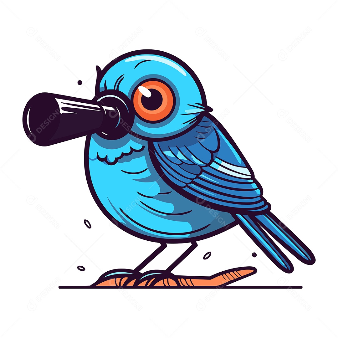 Pássaro Azul com um Cachimbo no Bico Ilustração Vetor EPS