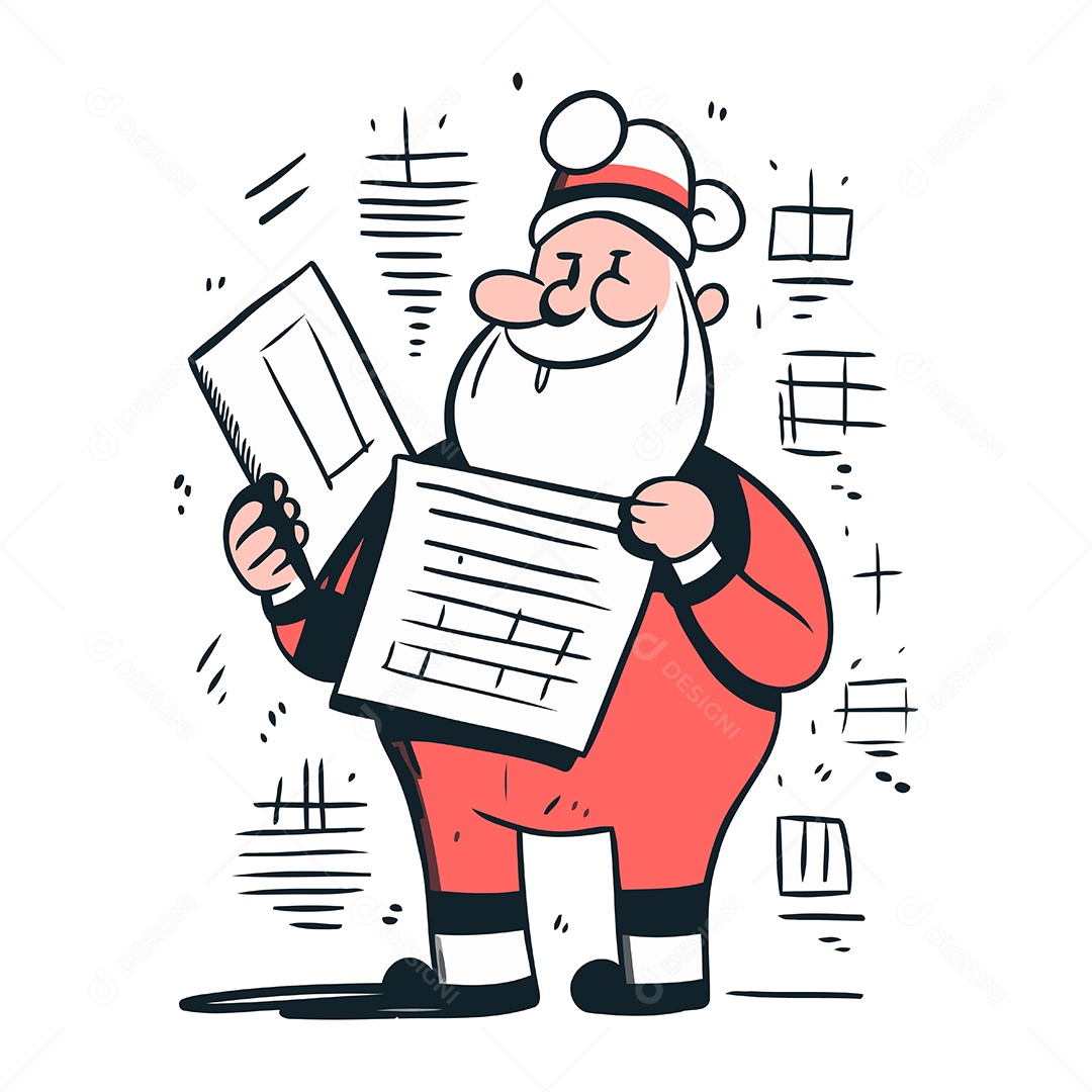 Papai Noel com uma Lista de Tarefas Ilustração Vetor EPS