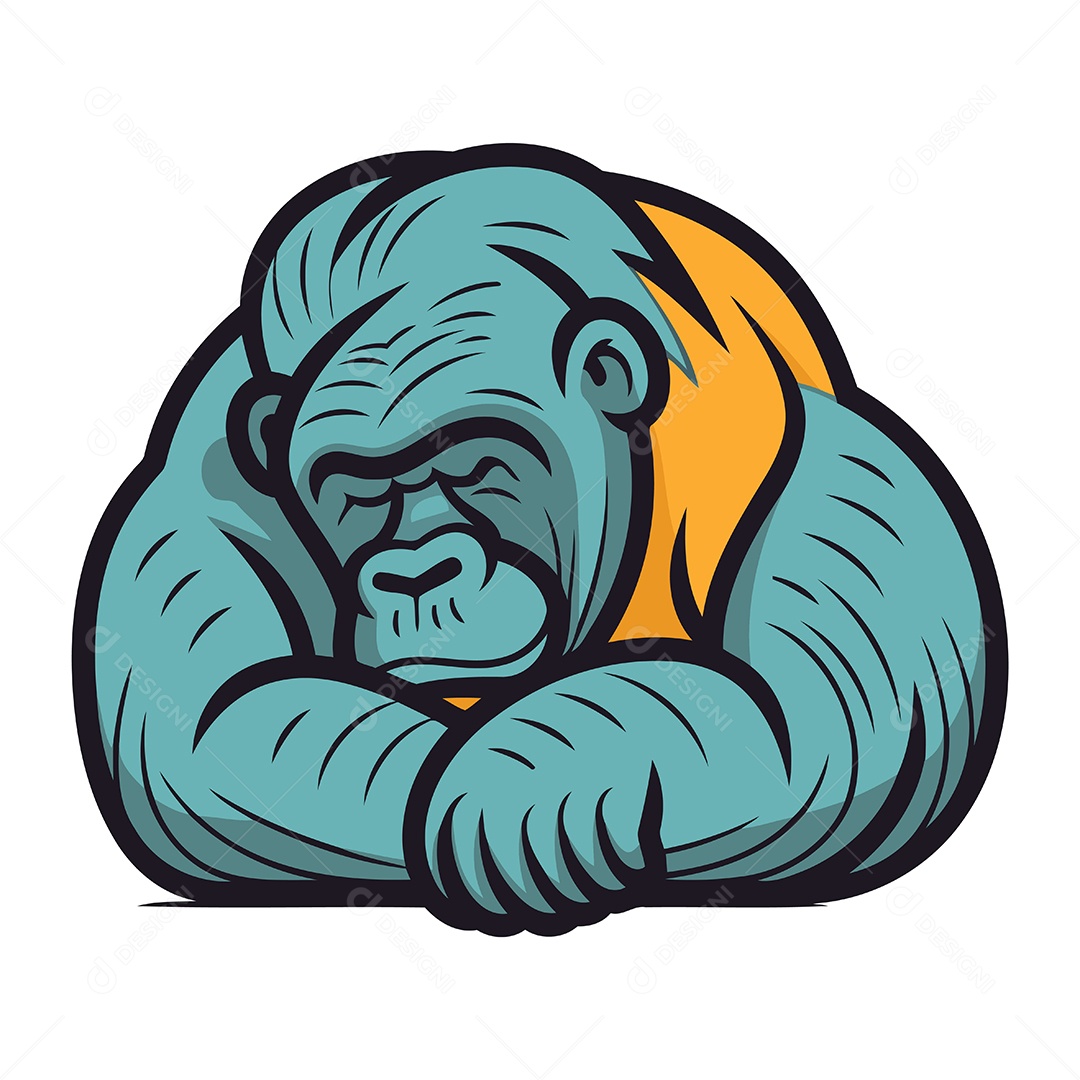 Cabeça de Gorila Desenho Animado Ilustração Vetor EPS