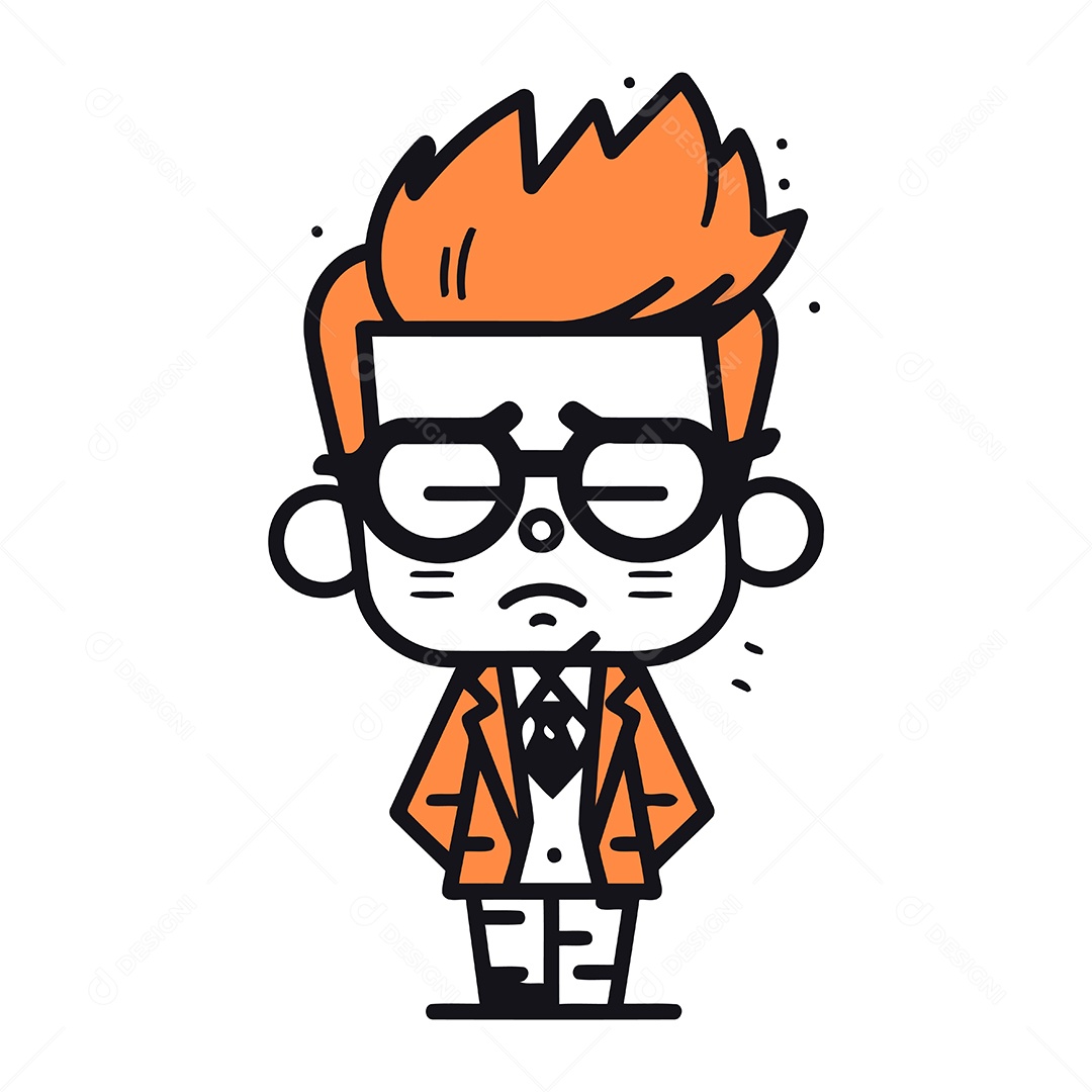 Menino Irritado com Óculos e Gravata Ilustração Vetor EPS