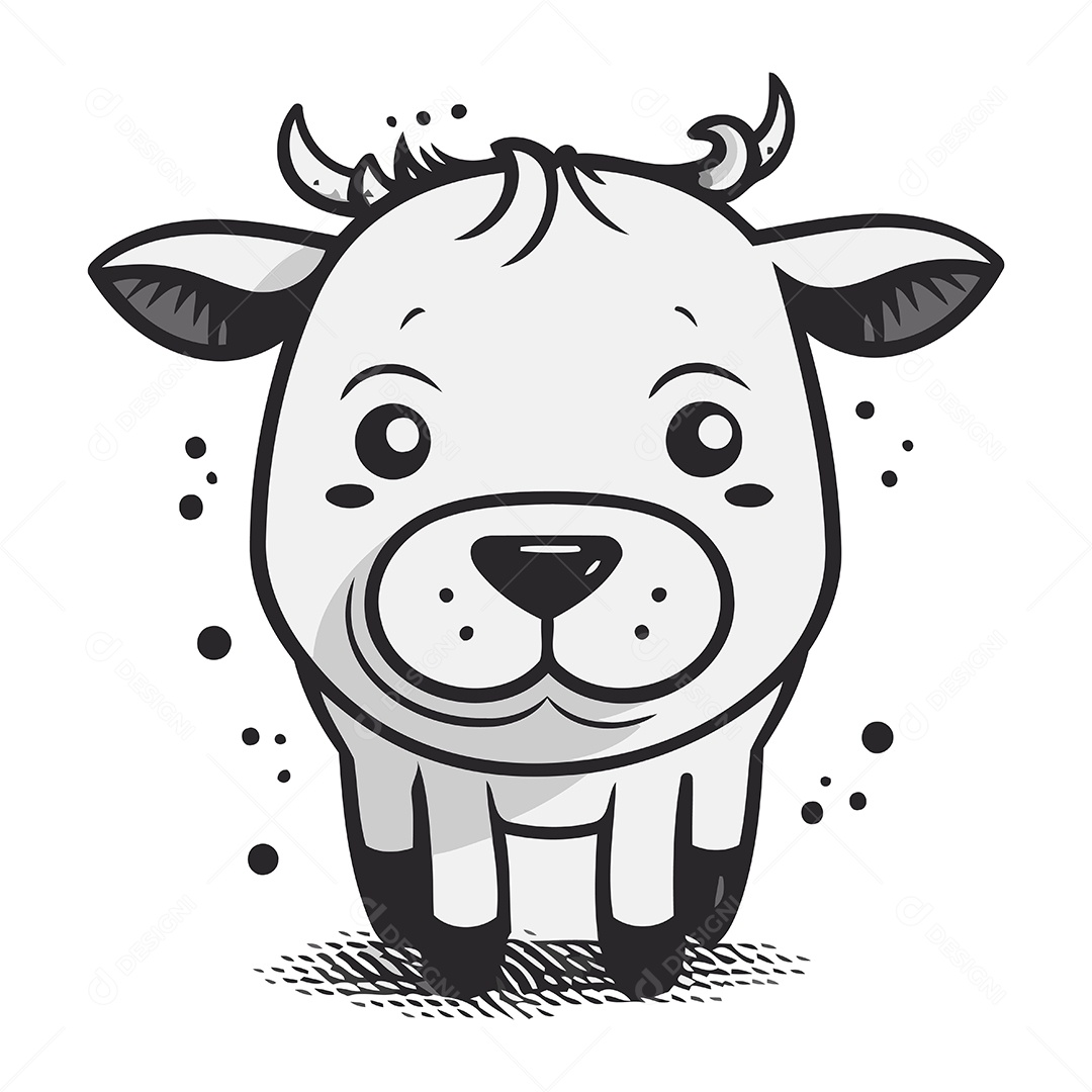 Vaca de Desenho Animado Ilustração Vetor EPS