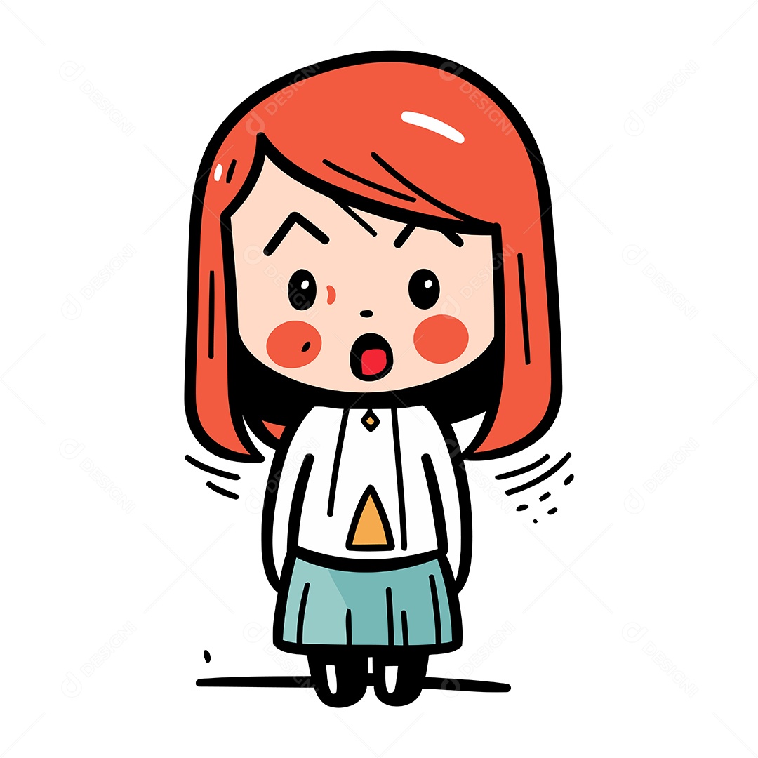 Jovem Ruiva de Desenho Animado Ilustração Vetor EPS