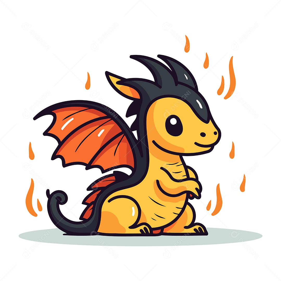 Dragão de Desenho Animado Ilustração Vetor EPS