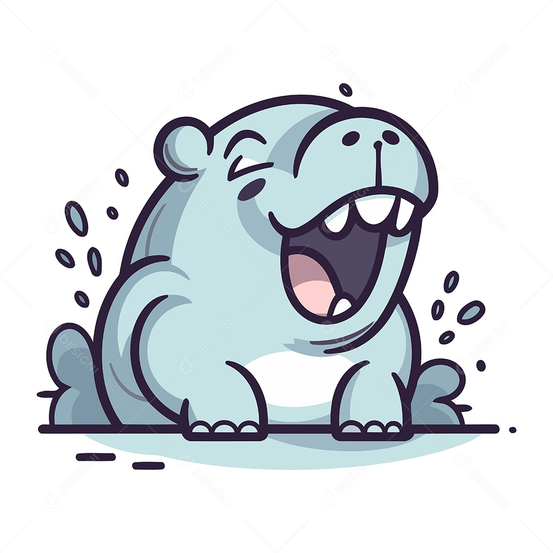 Hipopótamo de Desenho Animado Ilustração Vetor EPS