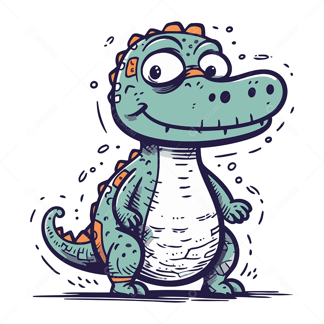 Crocodilo de Desenho Animado Ilustração Vetor EPS