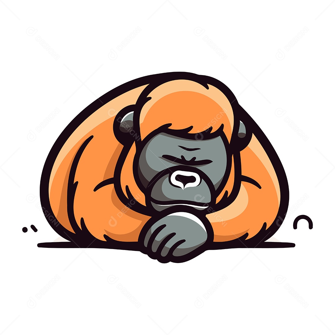 Orangotango de Desenho Animado Ilustração Vetor EPS