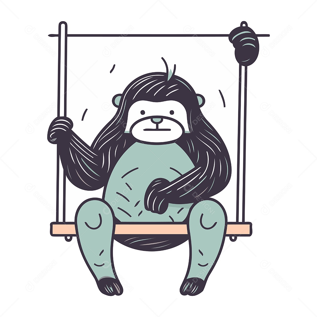 Macaco Sentado em um Balanço Ilustração Vetor EPS