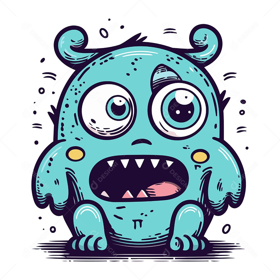 Monstro de Desenho Animado Ilustração Vetor EPS