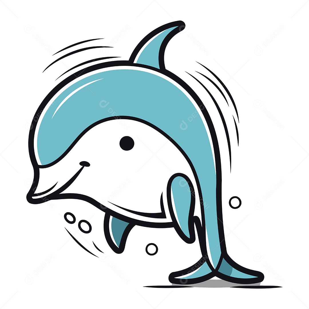 Golfinho de Desenho Animado Ilustração Vetor EPS