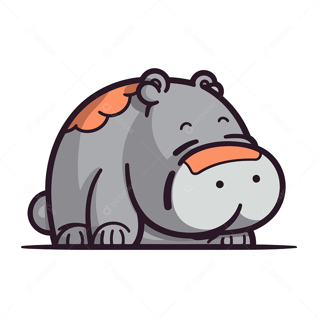 Hipopótamo de Desenho Animado Ilustração Vetor EPS