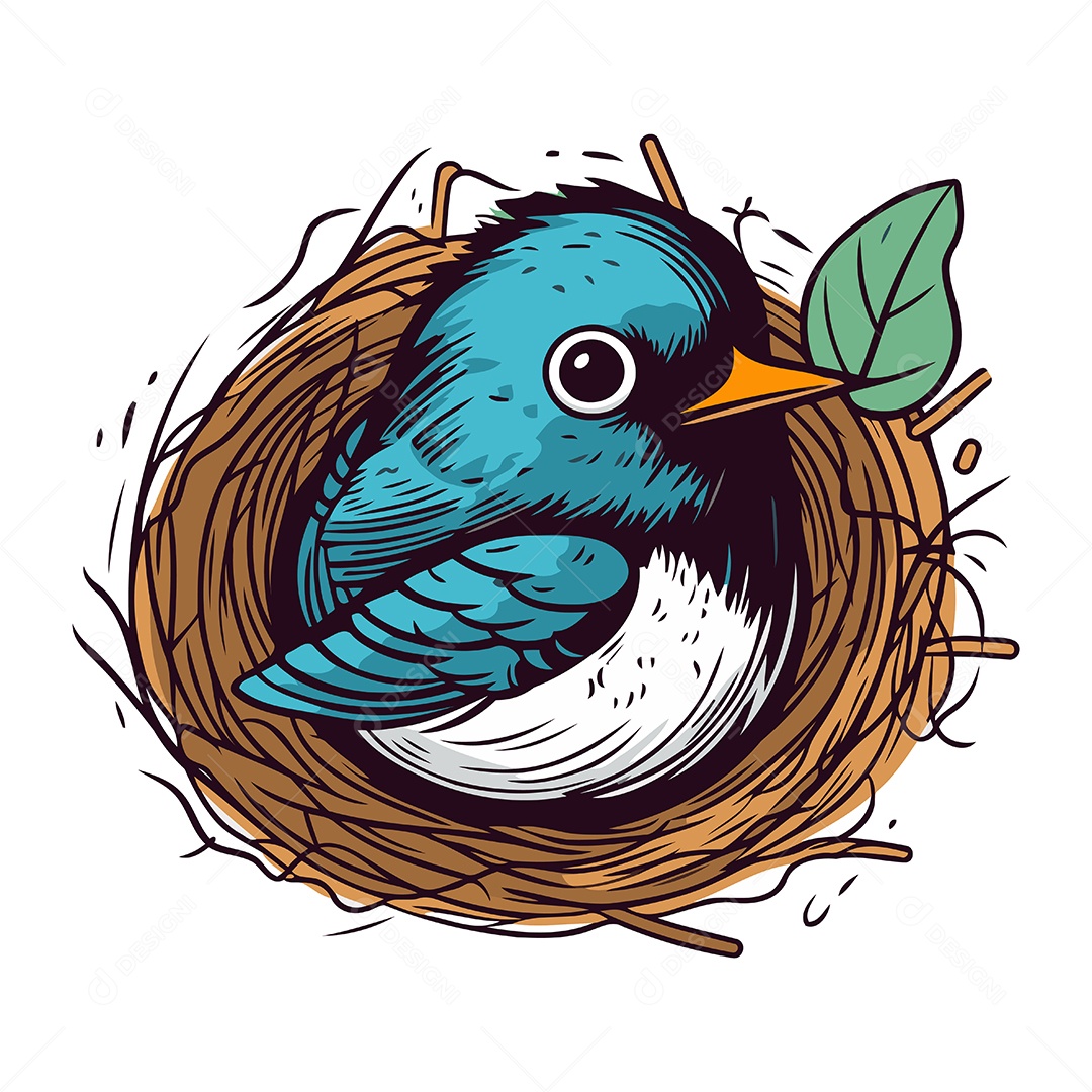 Pássaro no Ninho Ilustração Vetor EPS