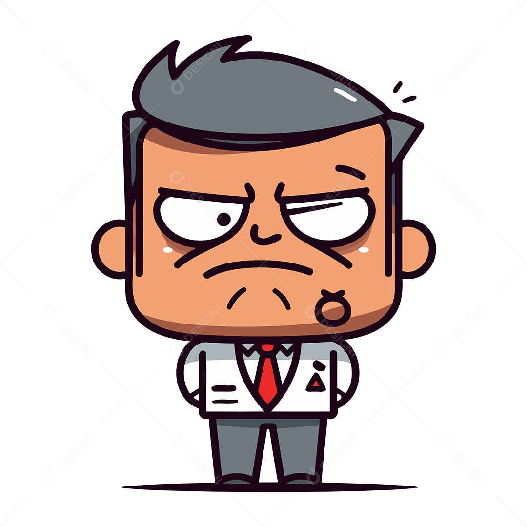 Empresário Irritado de Desenho Animado Ilustração Vetor EPS