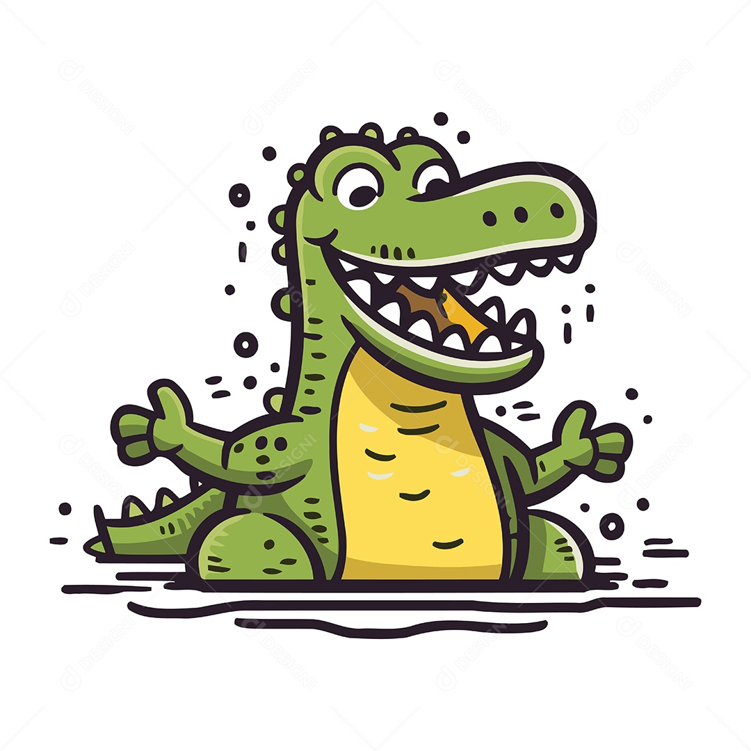 Crocodilo de Desenho Animado Ilustração Vetor EPS