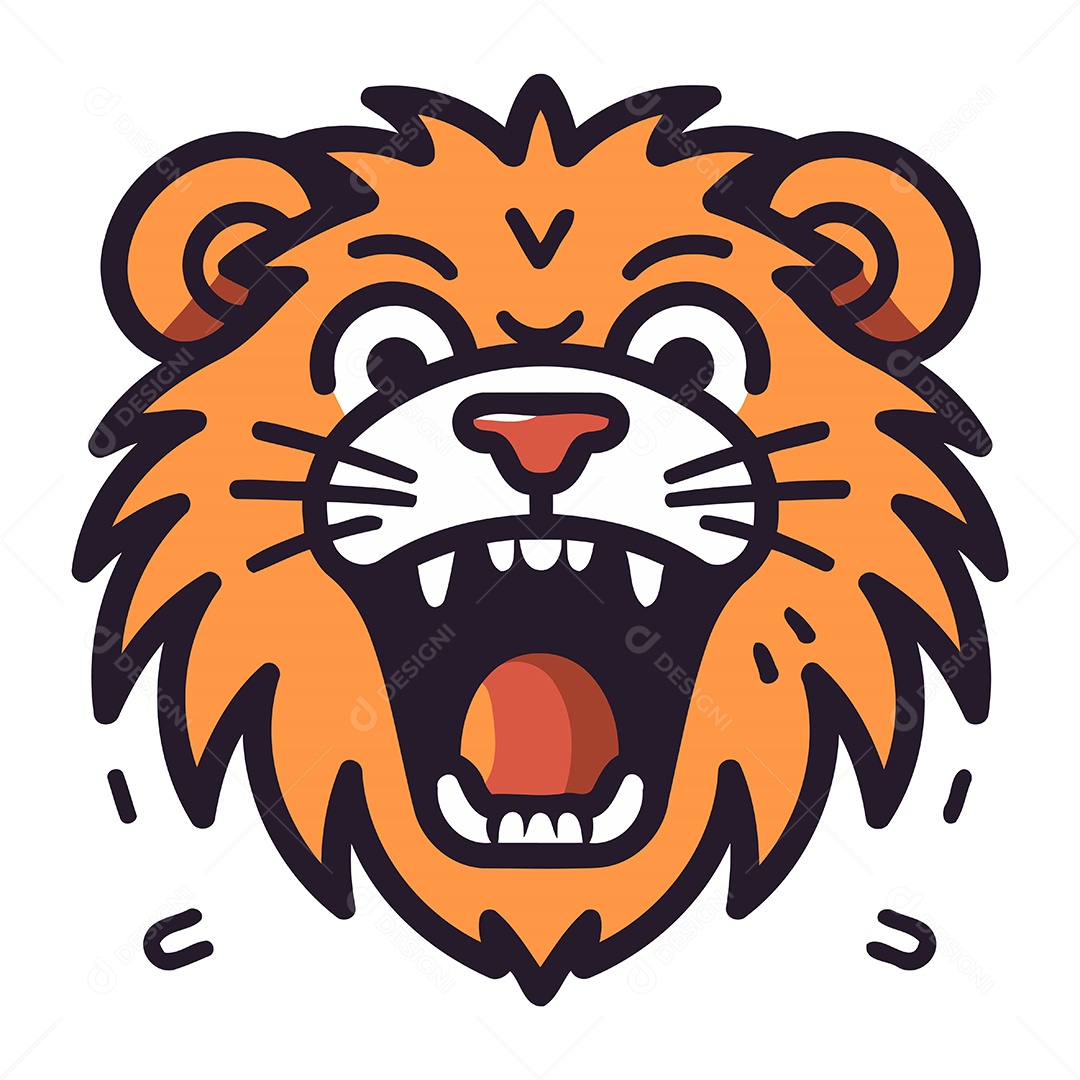 Cabeça de Tigre Desenho Animado Ilustração Vetor EPS