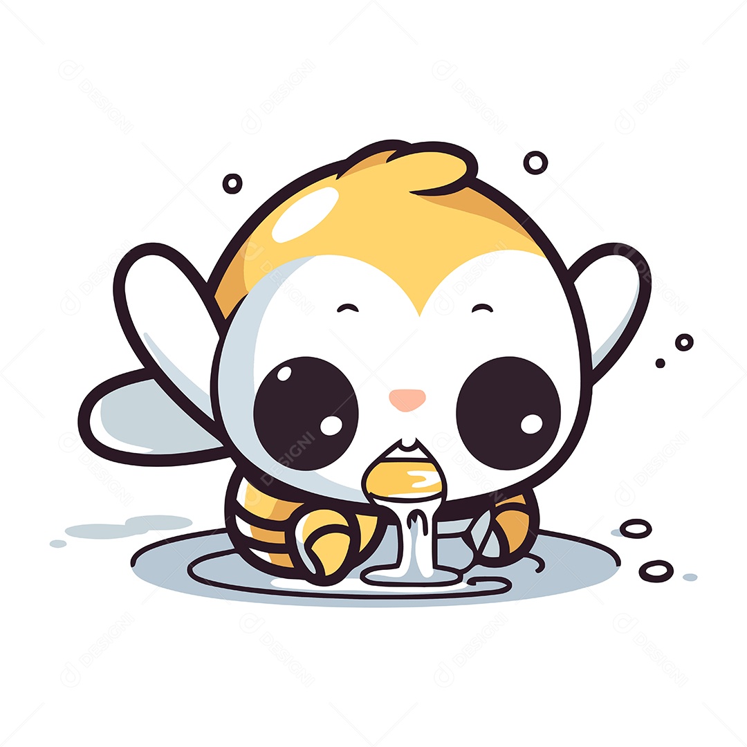 Abelhinha Fofa de Desenho Animado Ilustração Vetor EPS