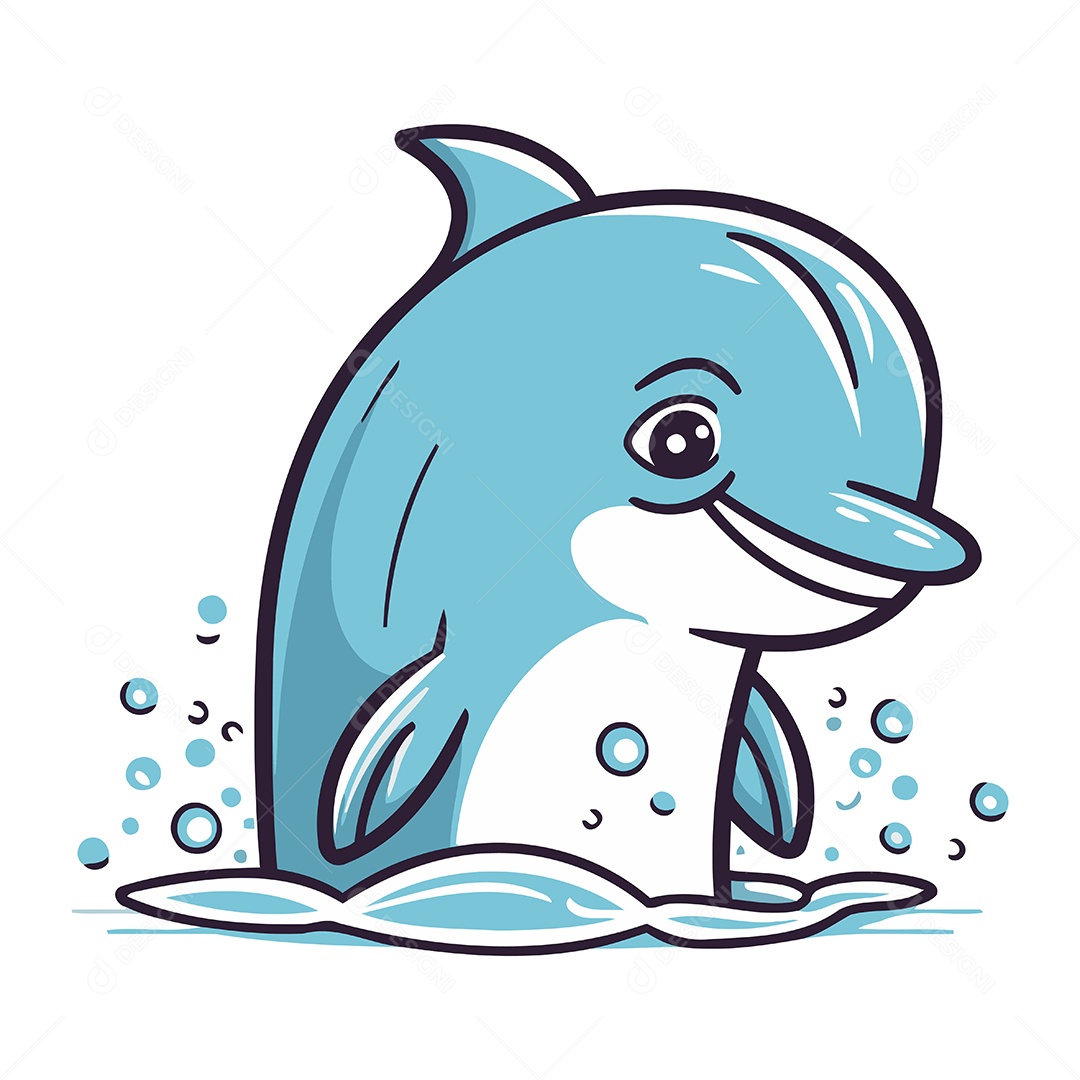 Golfinho de Desenho Animado Ilustração Vetor EPS