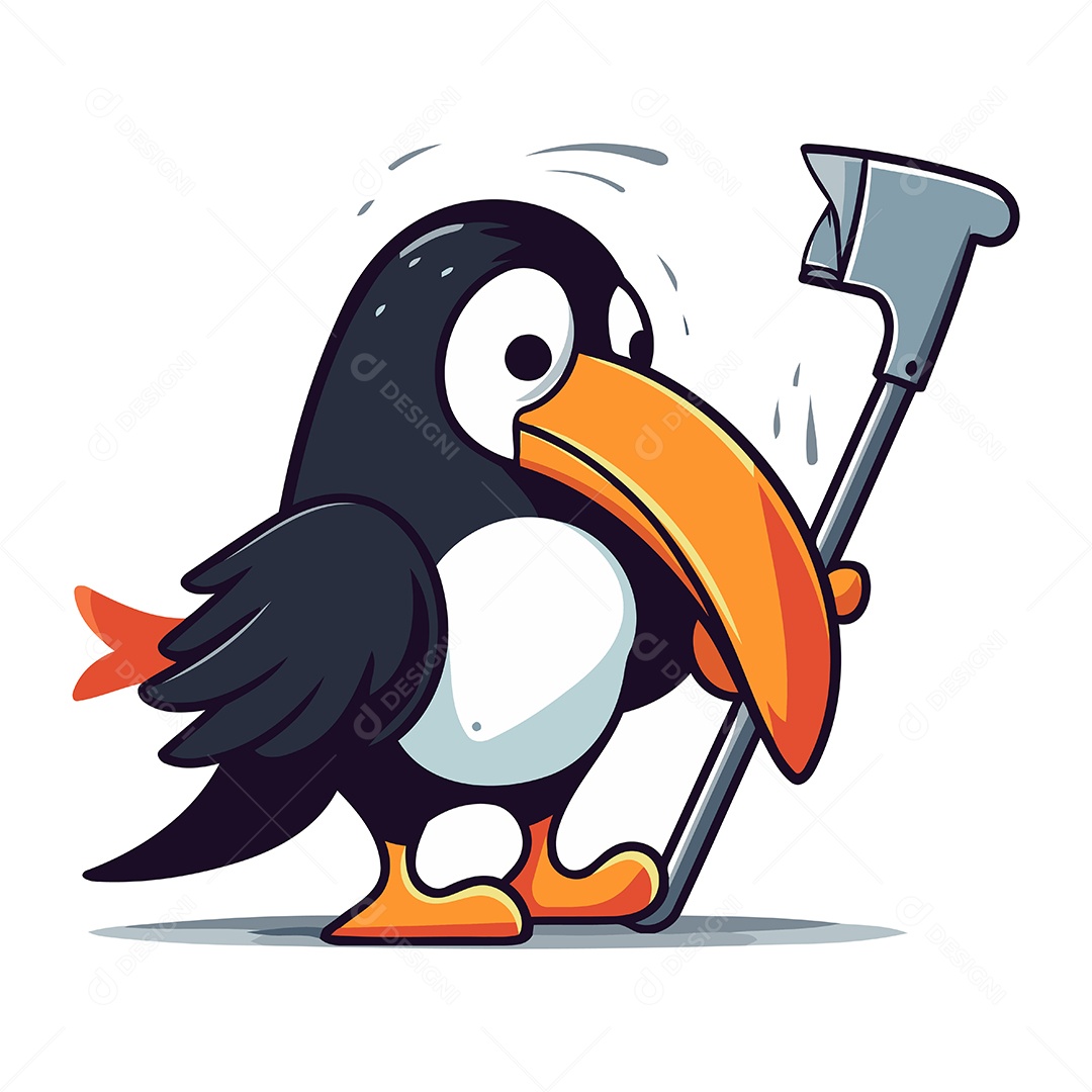 Tucano de Desenho Animado com um Machado Ilustração Vetor EPS