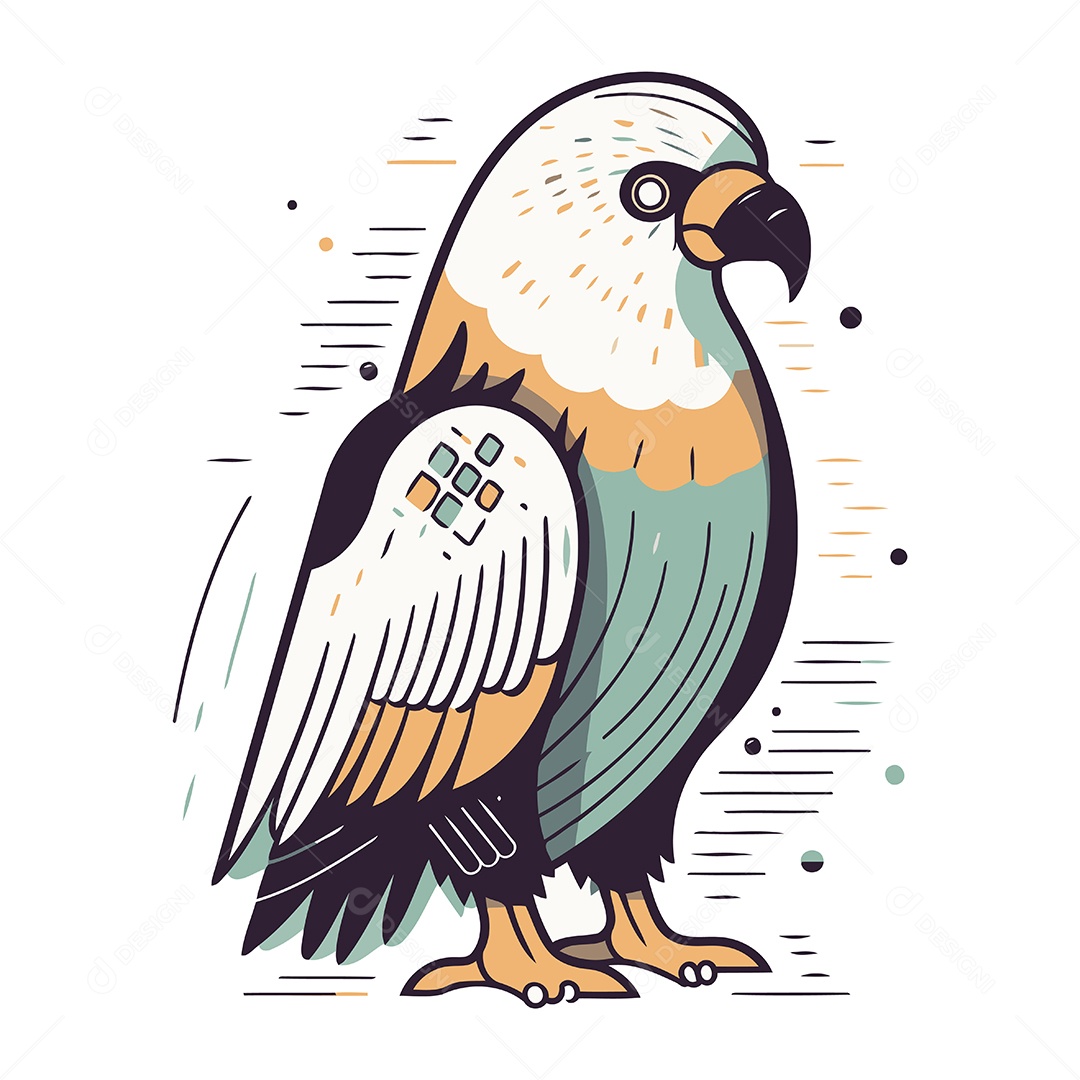 Águia Americana de Desenho Animado Ilustração Vetor EPS