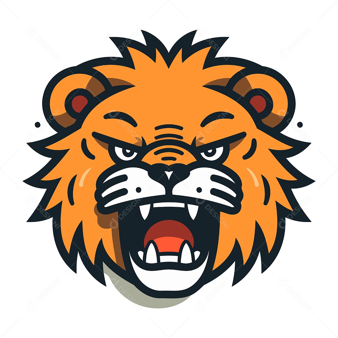 Cabeça de Leão Bravo Ilustração Vetor EPS