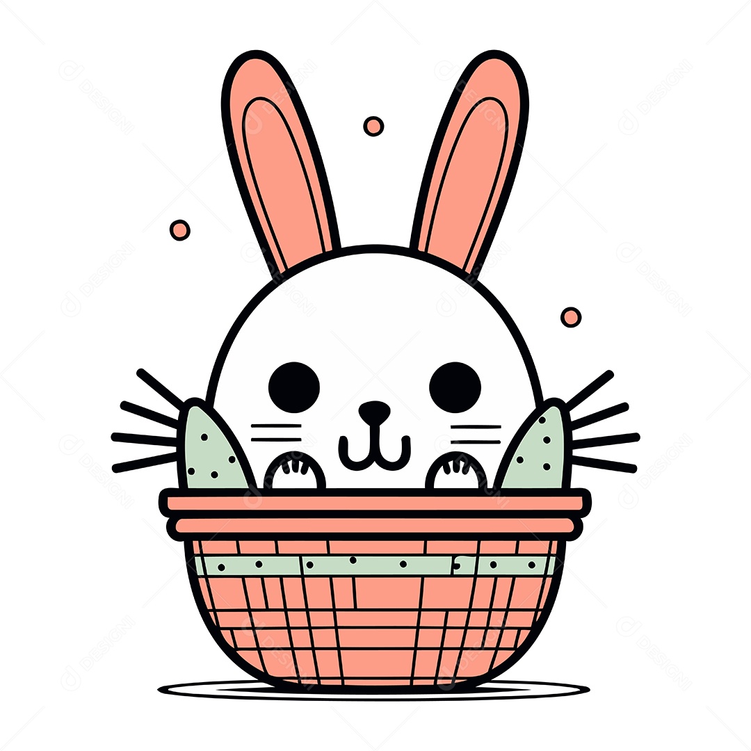 Coelho Fofo em uma Cesta Ilustração Vetor EPS