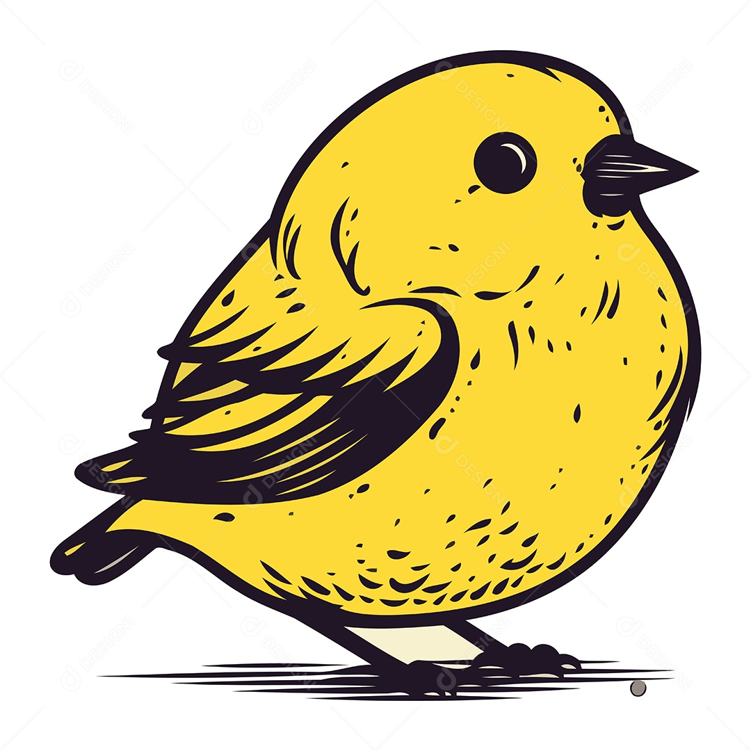 Pássaro Amarelo de Desenho Animado Ilustração Vetor EPS