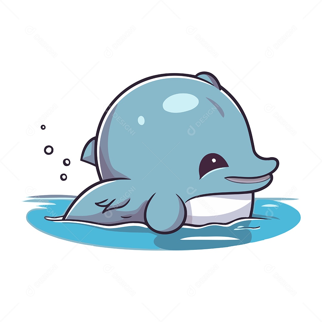 Golfinho de Desenho Animado Ilustração Vetor EPS