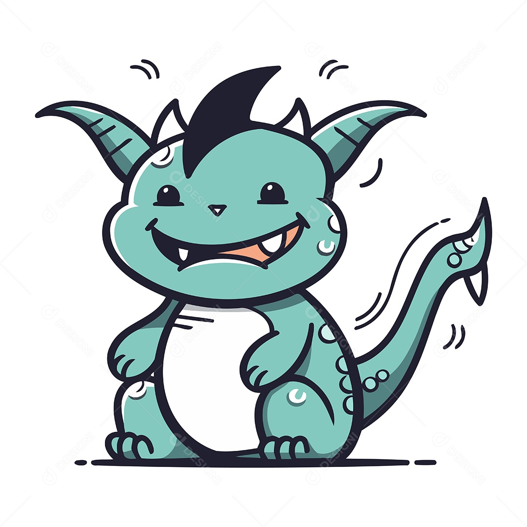 Dragão de Desenho Animado Ilustração Vetor EPS