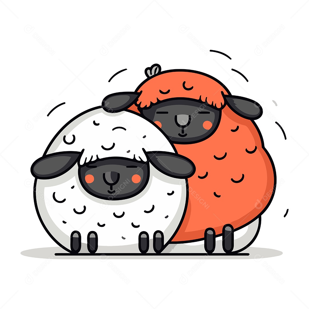 Ovelhas de Desenho Animado Ilustração Vetor EPS