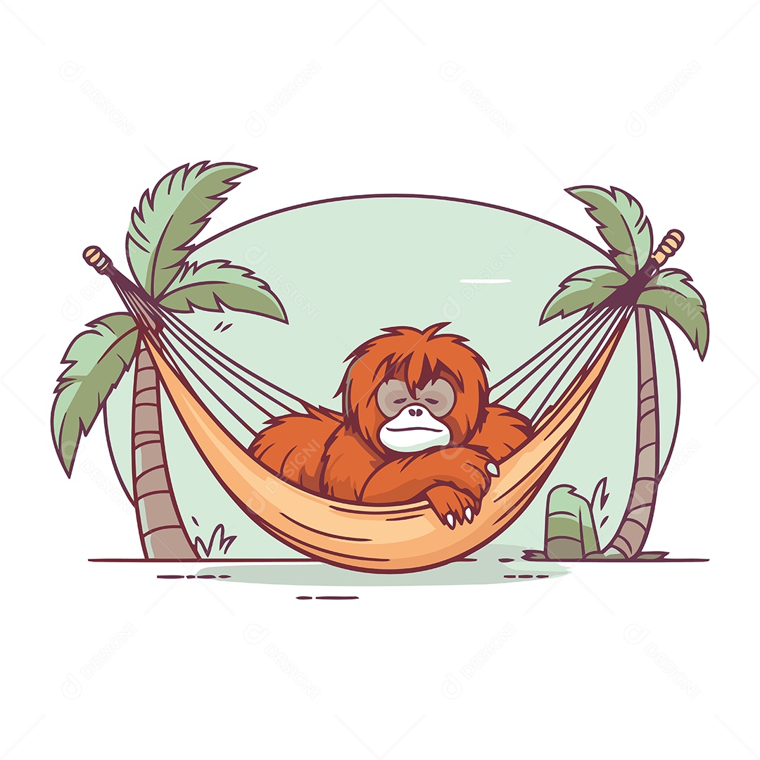 Macaco em uma Rede Ilustração Vetor EPS